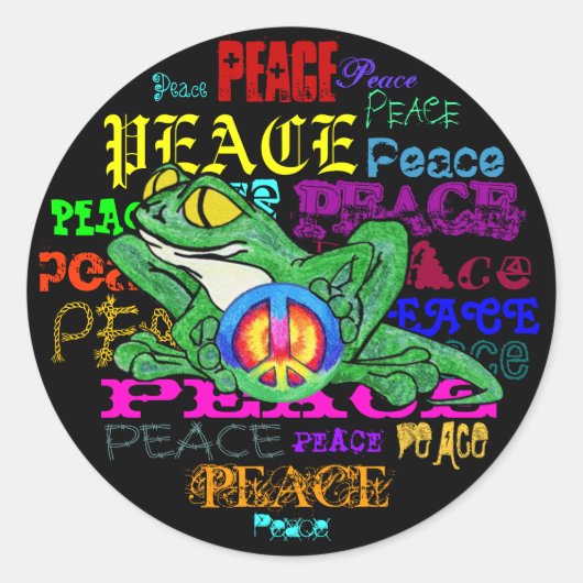 Pollywog met vredesbord ronde sticker (Voorkant)