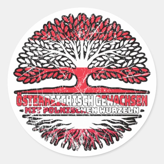 Polnisch Österreichisch Österreich Baum Ronde Sticker (Voorkant)