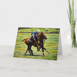 Polo Action Polo Horse Rider Art Note Card Kaart