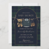 Polo Baby Shower Invitation, Preppy Teddy Bear Bab Kaart (Voorkant)