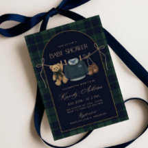 Polo Baby Shower Uitnodiging, Preppy Teddy Beer Ba