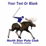 Polo Club Nord Star (Moose) Fotobeeldje Magneet<br><div class="desc">Hier in Alaska is het een beetje anders. Sporteert de logo van de North Star Polo Club van Fairbanks. Hiermee geeft u een polospeler aan die op een bull-mose is gemonteerd; zijn mallet is opgetild. Ook de tekst "North Star Polo Club" en "Fairbanks, Alaska" verschijnen. Je kunt je eigen aanvullende...</div>