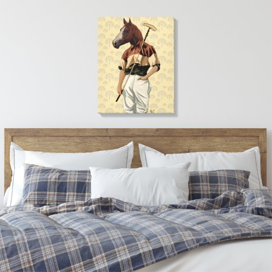 Polo Horse Portrait Canvas Afdruk (Insitu (Slaapkamer))