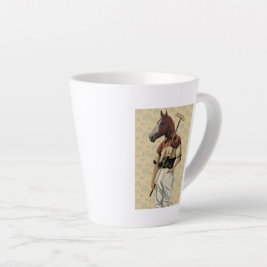 Polo Horse Portrait Latte Mok (Rechterhoek)