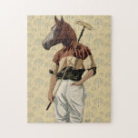 Polo Horse Portrait Legpuzzel<br><div class="desc">Polo Horse,  Portret van Fab Funky. Hij is uitgerust met een paard dat in zijn beste polospeluitrusting is afgedekt. | 190854D</div>