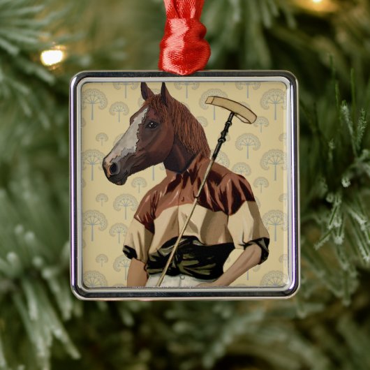 Polo Horse Portrait Metalen Ornament (Boom)