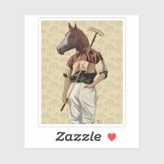 Polo Horse Portrait Sticker (Vel)