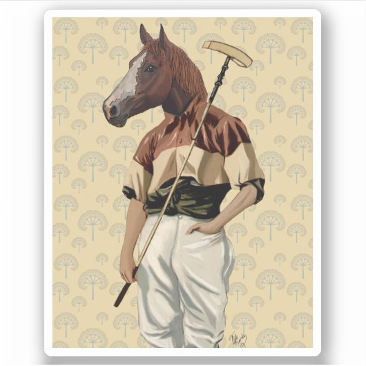 Polo Horse Portrait Sticker (Voorkant)
