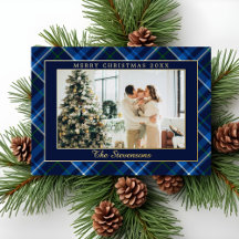 Polo Paardrijden Navy Blauwe Geruite Foto Kerstmis
