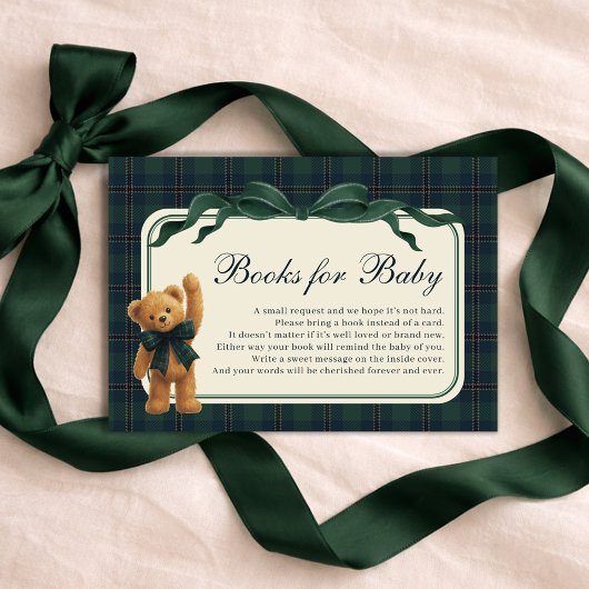 Polo Plaid Teddy Bear Books for Baby Boy Informatiekaartje