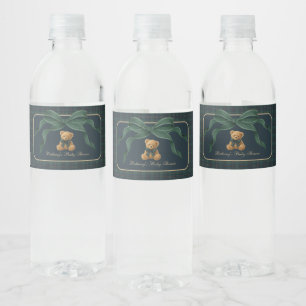 Polo Plaid Teddybeer Groene Strik Baby Shower Favo Waterfles Etiket