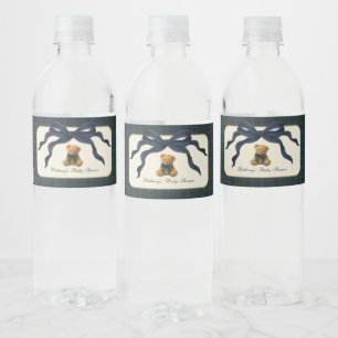 Polo Plaid Teddybeer Navy Boog Baby Shower Favoren Waterfles Etiket