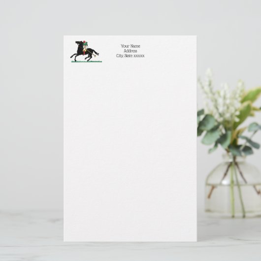  Polo Player op Pony Briefpapier (Staand voorkant)