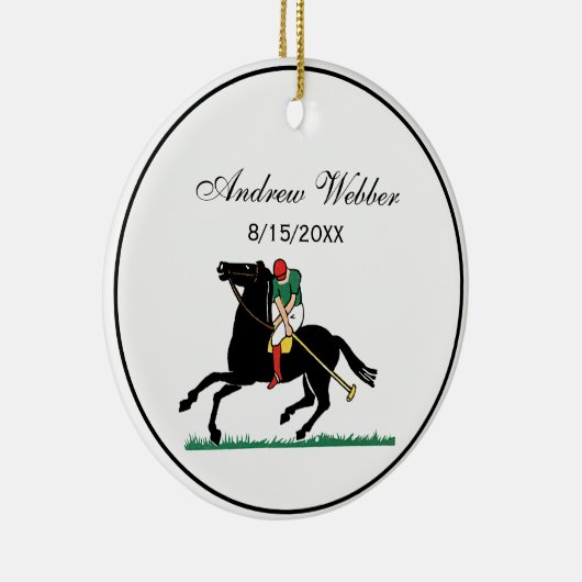  Polo Player op Pony Keramisch Ornament (Rechts)