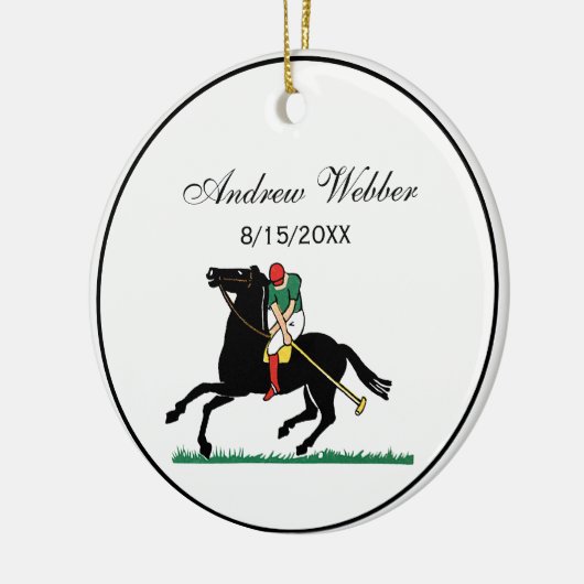  Polo Player op Pony Keramisch Ornament (Links)