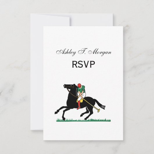  Polo Player op Pony RSVP Kaartje (Voorkant)