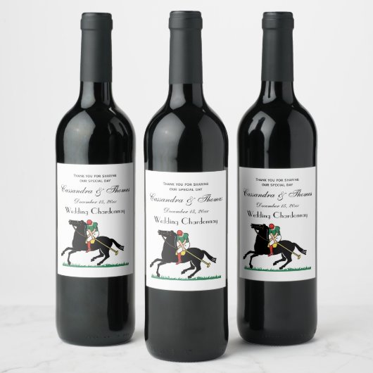  Polo Player op Pony Wijn Etiket (Flessen)