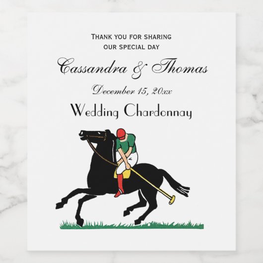  Polo Player op Pony Wijn Etiket (Enkel label)