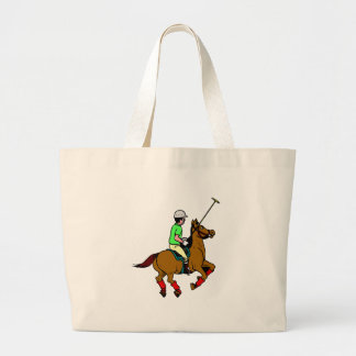 Polo Player Rides Pony Swings Mallet Grote Tote Bag