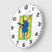 Polo Player Silhouette Modern Horseback Sports Grote Klok (Hoek)