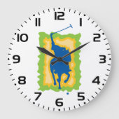 Polo Player Silhouette Modern Horseback Sports Grote Klok (Voorkant)