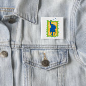 Polo Player Silhouette Modern Horseback Sports Vierkante Button 5,1 Cm (In situ)