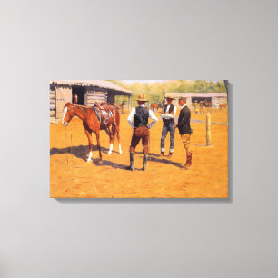 Polo Ponies in het Amerikaanse Oude Westen Canvas Afdruk
