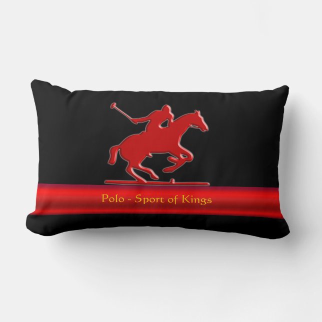 Polo-Pony en Rider, in reliëf, rood, chroomvormend Kussen (Voorkant)