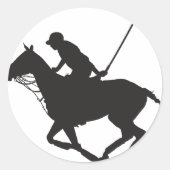 Polo Pony Silhouet Ronde Sticker (Voorkant)
