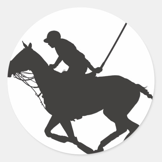 Polo Pony Silhouet Ronde Sticker (Voorkant)