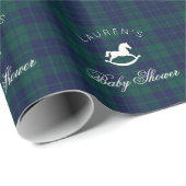 Polo Rocking Horse Green Navy Plaid Baby shower Cadeaupapier (Rol Hoek)