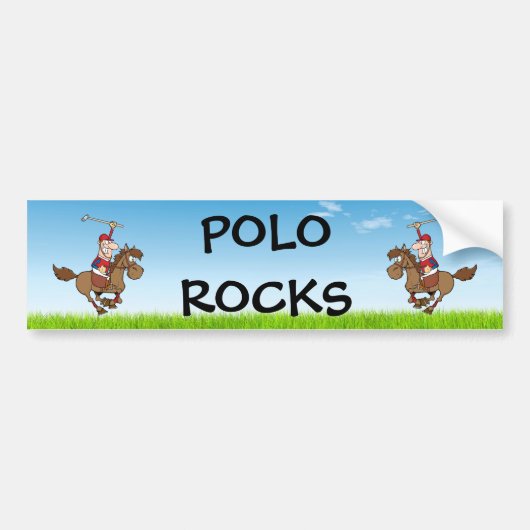 Polo Rocks / ruiter en paard Bumpersticker (Voorkant)