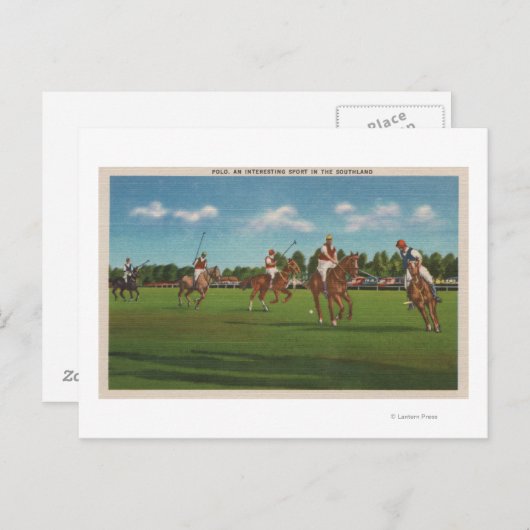Polo-scène met spelers en paarden in het gazon briefkaart (Voorkant / Achterkant)