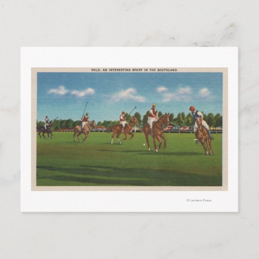 Polo-scène met spelers en paarden in het gazon briefkaart (Voorkant)