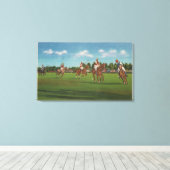 Polo-scène met spelers en paarden in het gazon canvas afdruk (Insitu (Houten vloer))