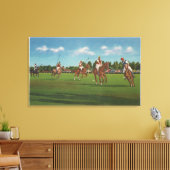 Polo-scène met spelers en paarden in het gazon canvas afdruk (Insitu (Woonkamer))