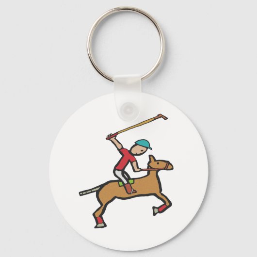 Polo spelend paard en ruiter sleutelhanger (Voorkant)