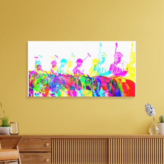 Polo-spelers wandelen canvas afdrukken (Insitu (Woonkamer))