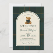Polo Tartan Teddy Bear Boy Baby Shower Kaart (Voorkant)