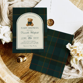 Polo Tartan Teddy Bear Boy Baby Shower Kaart