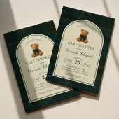 Polo Tartan Teddy Bear Boy Baby Shower Kaart
