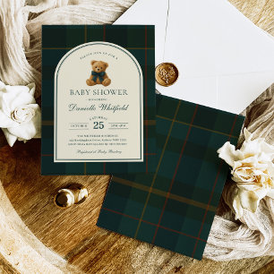 Polo Tartan Teddybeer Jongens Baby Shower Kaart