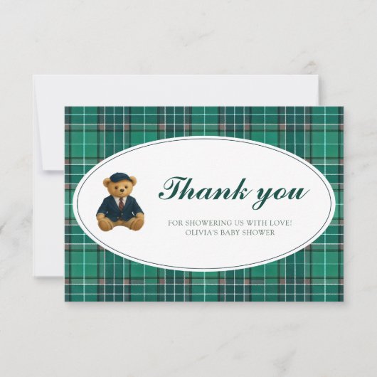 Polo Teddy Bear Baby shower Bedankt Kaart (Voorkant)
