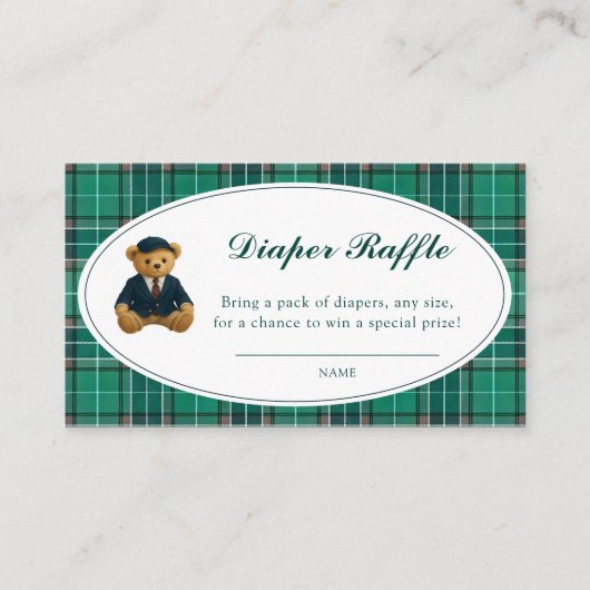 Polo Teddy Bear Baby shower Luier Raffle Informatiekaartje (Voorkant)