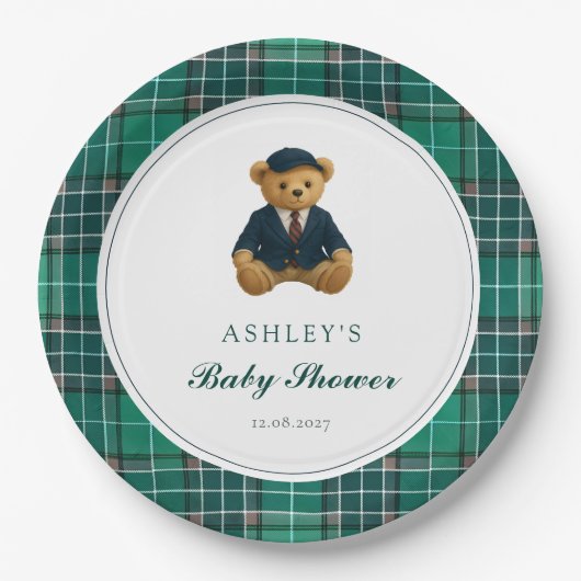 Polo Teddy Bear-Baby shower Papieren Bordje (Voorkant)