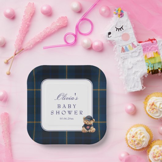 Polo Teddy Bear Baby Shower Papieren Bordje (Feest)