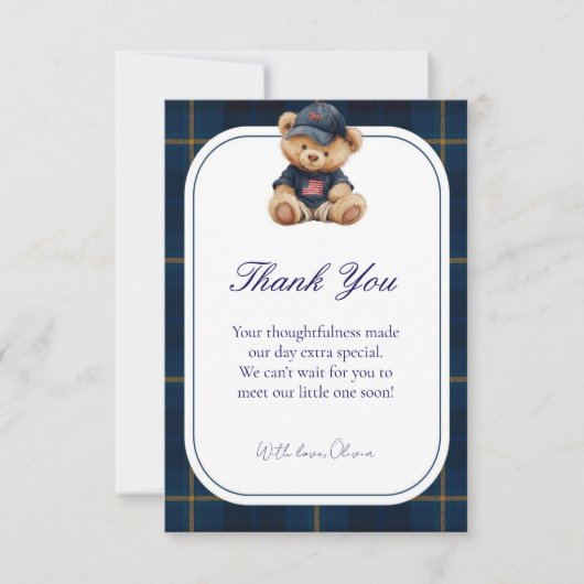 Polo Teddy Bear Baby Shower Thank You Card Bedankkaart (Voorkant)