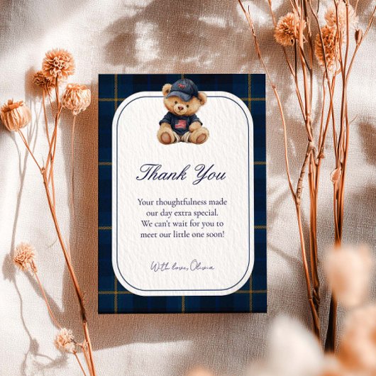 Polo Teddy Bear Baby Shower Thank You Card Bedankkaart