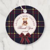 Polo Teddy Bear Christmas Bow Plaid Dank u Bedankjes Labels (Voorkant)