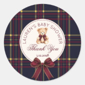Polo Teddy Bear Christmas Bow Plaid Dank u Ronde Sticker (Voorkant)
